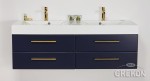 Szafka łazienkowa granatowa 140cm BELLI GOLD z umywalką podwójną