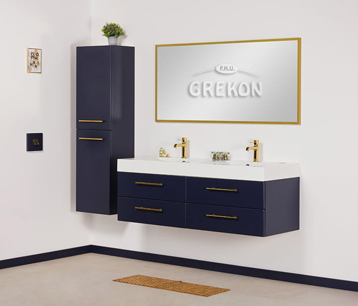 Komplet granatowych mebli łazienkowych Belli Gold