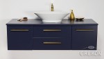 Szafka łazienkowa granatowa 140cm BELLI GOLD z blatem i umywalką