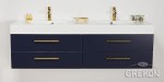 Szafka łazienkowa granatowa 160cm BELLI GOLD z umywalką podwójną