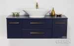 Szafka łazienkowa granatowa 120cm BELLI GOLD z blatem i umywalką