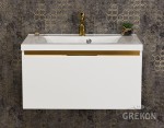 Szafka łazienkowa biała 80cm DIAMOND GOLD z umywalką