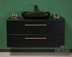 Szafka łazienkowa czarna 120cm NEGRA z umywalką czarną