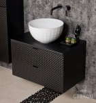 Podwieszana czarna szafka 80 cm Glow