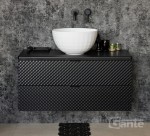 Szafka łazienkowa czarna 100cm GLOW z umywalką BRILO-420 - czarne uchwyty