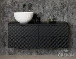 Szafka łazienkowa czarna 120cm GLOW z umywalką BRILO-420 - czarne uchwyty