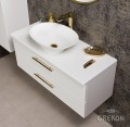 Szafka łazienkowa 100 cm Belii Gold z białą dolomitową umywalką