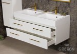 Szafka pod umywalkę 120 cm z białą dwukomorową umywalką