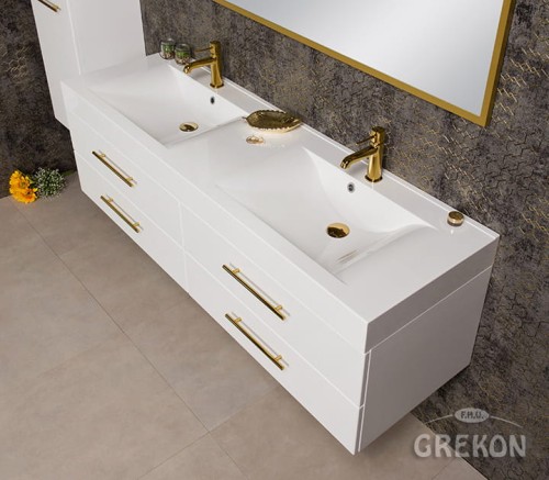 Elegancka i stylowa biała szafka łazienkowa 160cm