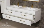 Podwójna umywalka wraz z białą elegancką szafką 160cm