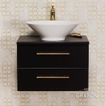 Szafka łazienkowa czarna 60cm BELLI GOLD z blatem i umywalką