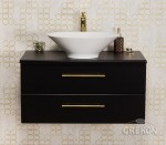 Szafka łazienkowa czarna 80cm BELLI GOLD z blatem i umywalką
