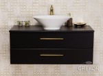Szafka łazienkowa czarna 100cm BELLI GOLD z blatem i umywalką