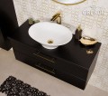 Czarna szafka z białą dolomitową umywalką