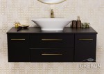 Szafka łazienkowa czarna 120cm BELLI GOLD z blatem i umywalką