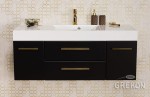 Szafka łazienkowa czarna 120cm BELLI GOLD z umywalką