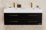 Szafka łazienkowa czarna 120cm BELLI GOLD z umywalką podwójną