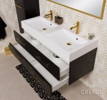Elegancka i nowoczesna szafka z białą dwukomorową umywalką