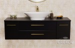 Szafka łazienkowa czarna 140cm BELLI GOLD z blatem i umywalką