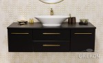 Szafka łazienkowa czarna 140cm BELLI GOLD z blatem i umywalką