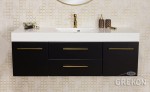 Szafka łazienkowa czarna 140cm BELLI GOLD z umywalką