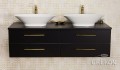 Czarna praktyczna szafka łazienkowa z dwiema umywalkami