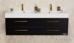 Szafka łazienkowa czarna 140cm BELLI GOLD z umywalką podwójną