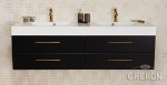 Szafka łazienkowa czarna 160cm BELLI GOLD z umywalką podwójną