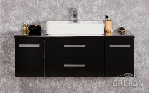 Szafka łazienkowa czarna 120cm FOKUS NEW z blatem i umywalką