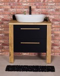 Szafka łazienkowa czarna 80cm CORTEZ z umywalką ceramiczną