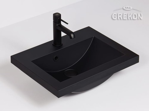Umywalka dolomitowa Clever-500 czarna matowa