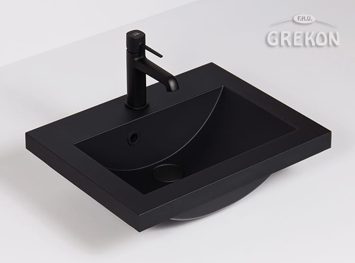 Umywalka dolomitowa Clever-500 czarna matowa