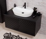 Matowa szafka z ceramiczną umywalką