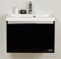 Czarna szafka łazienkowa 60 cm ze srebrnymi wstawkami oraz białą umywalką z serii Diamond