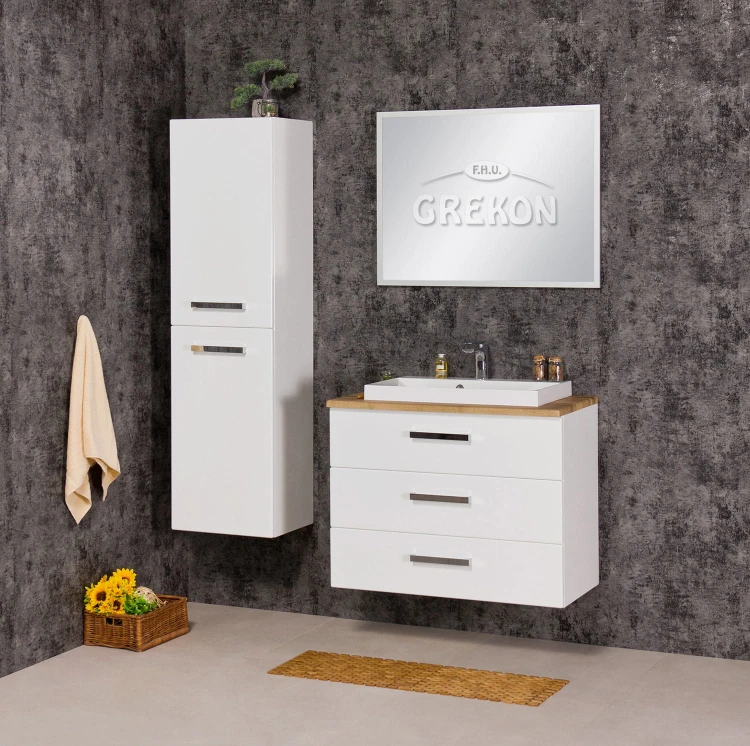 Szafka Focus New z blatem naturalny dąb i umywalką LIV-600