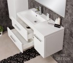 Biała szafka łazienkowa Fokus New z umywalką dolomitową Clever-900L