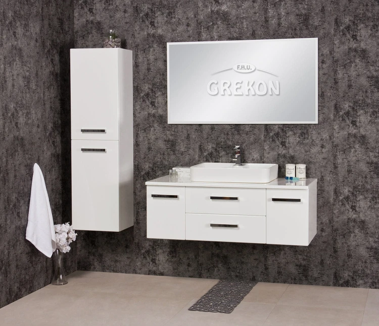 Zestaw białych mebli łazienkowych Fokus New z umywalką Elegance 60