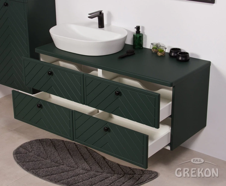 Matowa szafka KODI z ceramiczną umywalką ELEGANCE