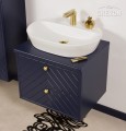 Biała ceramiczna umywalka ELEGANCE oraz matowa granatowa szafka