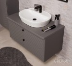 Szafka łazienkowa szary mat z białą ceramiczną umywalką