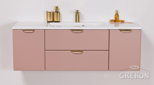 Różowa szafka łazienkowa z białą umywalką KIDDY-1200