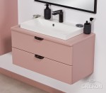 Szafka Magnolia 80 cm pudrowy róż i biała umywalka