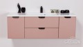Różowa szafka łazienkowa 120 cm Magnolia z białą umywalką