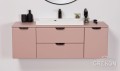Różowa szafka łazienkowa 120 cm Magnolia z czarnymi uchwytami