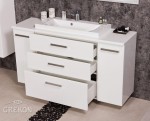 Wisząca szafka łazienkowa FOKUS NEW 140 cm z białą umywalką