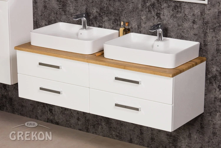 Szafka łazienkowa 140 cm FOKUS NEW z umywalkami ceramicznymi