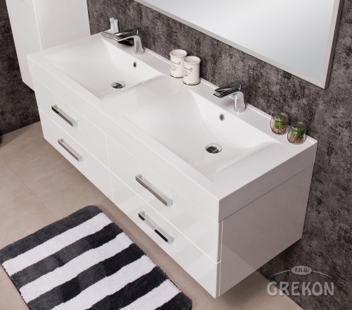 Szafka łazienkowa FOKUS NEW 140 cm z podwójną umywalką