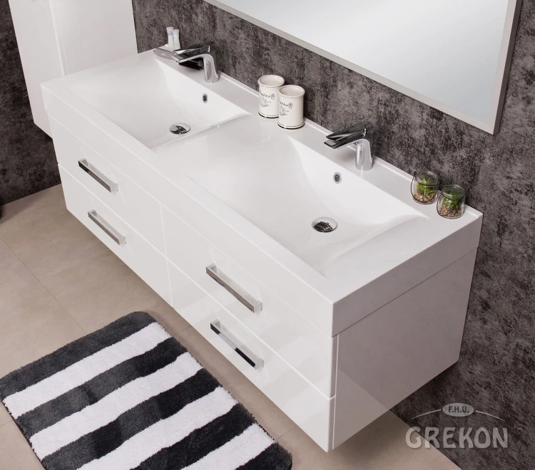 Szafka łazienkowa FOKUS NEW 140 cm z podwójną umywalką
