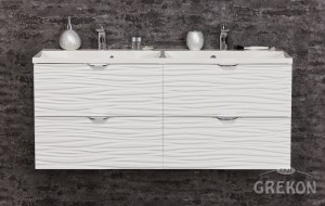 Szafka łazienkowa biała 120cm SYDNEY z podwójną umywalką