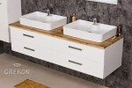 Szafka łazienkowa FOKUS NEW z dwiema ceramicznymi umywalkami.